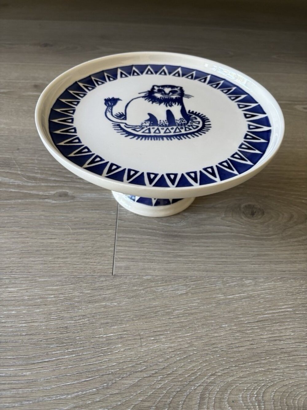 Emma Bridgewater Blue Cat Lion Cake Stand Plate Serving Collectors Club
